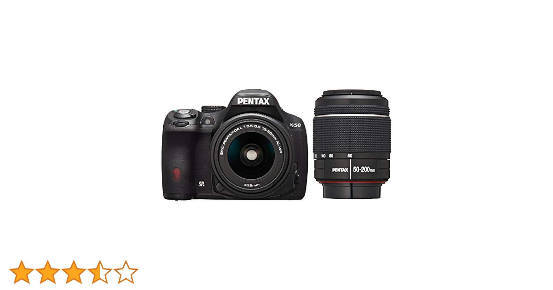 【美品】PENTAX レンズ2本セット 18-55mm ・50-200mm Pentax K-50 SLR Rare Olive/BLK Body w/ 2-Lens Kit 18-55 and